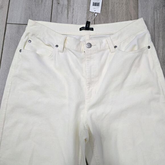 BRAND NEW! EILEEN FISHER COTTON VELVETEEN STRAIGHT LEG JEANS Beige SIZE 12 - Picture 9 of 11